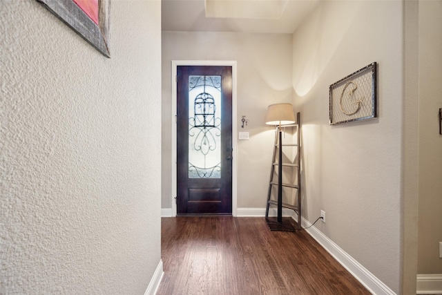 foyer entrance with dark hardwood / wood-style flooring