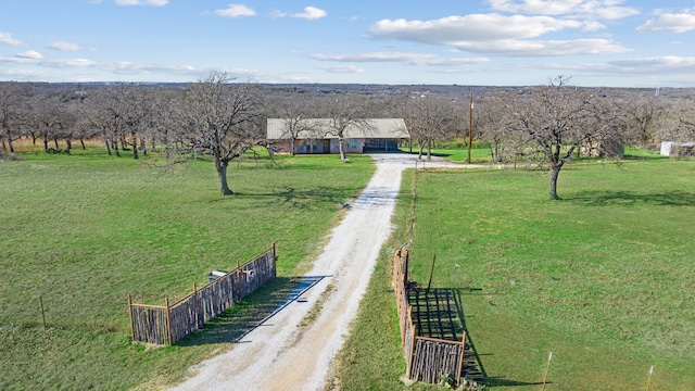 aerial view featuring a rural view