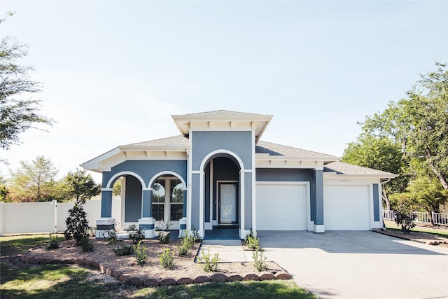 view of front of house with a garage