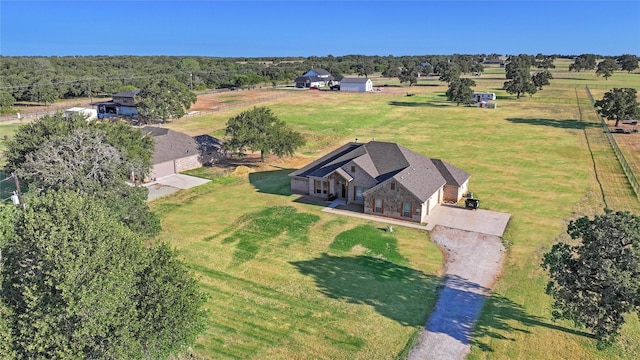 bird's eye view with a rural view