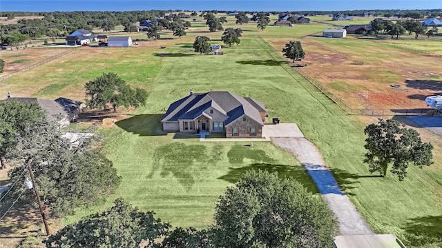 drone / aerial view featuring a rural view