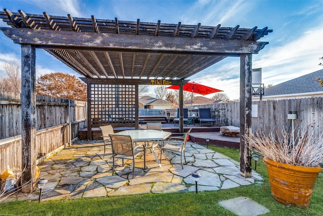 view of patio / terrace featuring a pergola