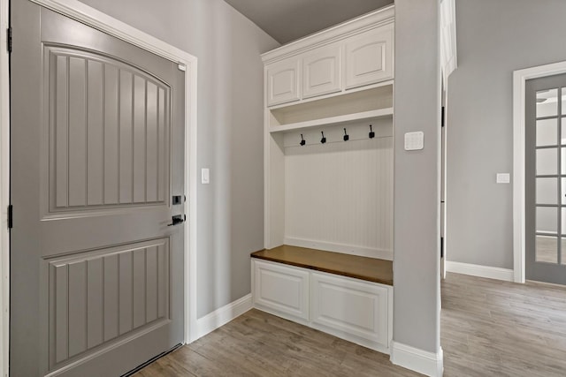 mudroom featuring light wood-type flooring