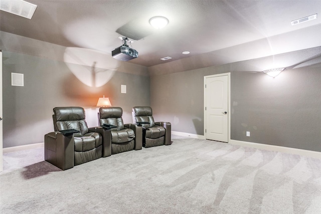 home theater with carpet