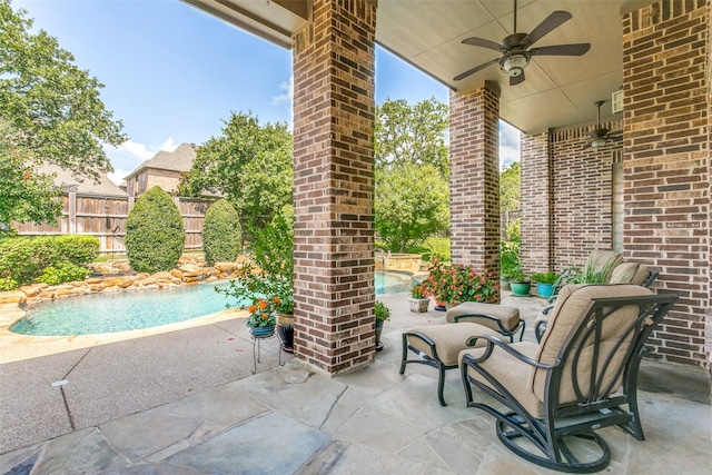 view of patio with ceiling fan