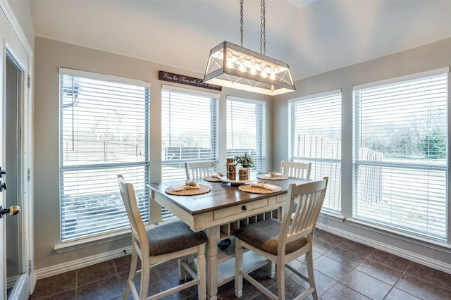 tiled dining area featuring a healthy amount of sunlight