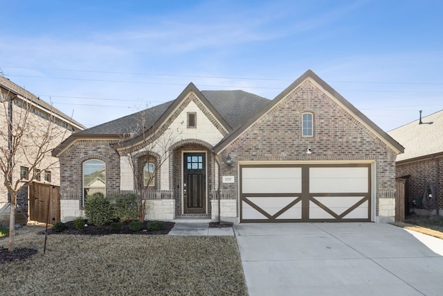 view of front of property with a garage