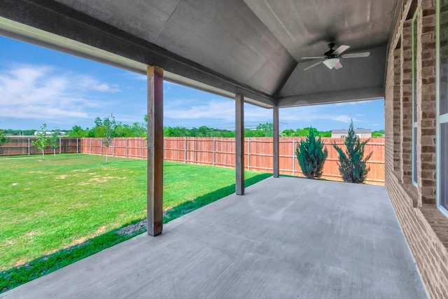 view of patio with ceiling fan