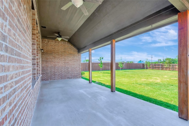 view of patio with ceiling fan