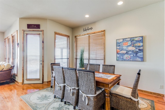 dining room with light wood-type flooring