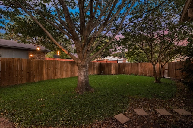 view of yard at dusk