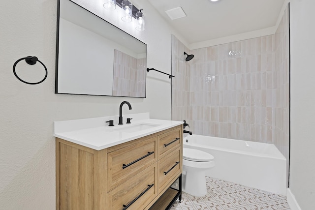 full bathroom with vanity, shower / washtub combination, and toilet