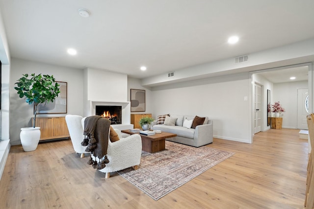 living room with light wood-type flooring