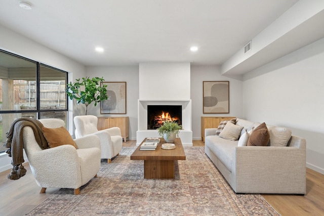 living room with hardwood / wood-style flooring