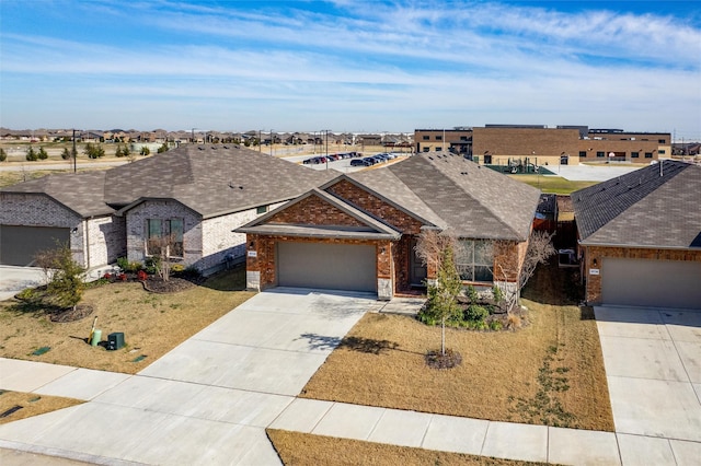 ranch-style house with a front lawn and a garage