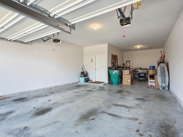 garage with a garage door opener