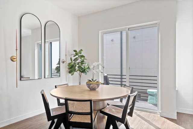 dining area featuring wood-type flooring