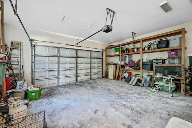 garage with a garage door opener