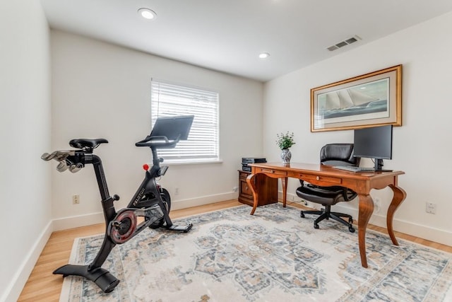 office area featuring hardwood / wood-style flooring