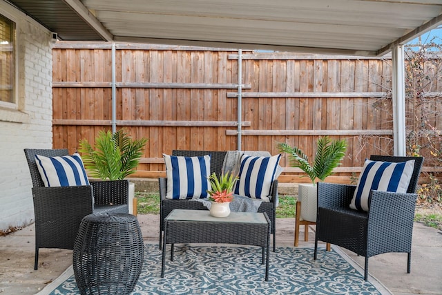 view of patio featuring an outdoor living space