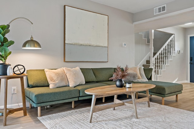 living room featuring light hardwood / wood-style floors