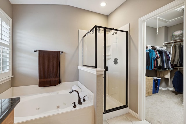 bathroom featuring plus walk in shower