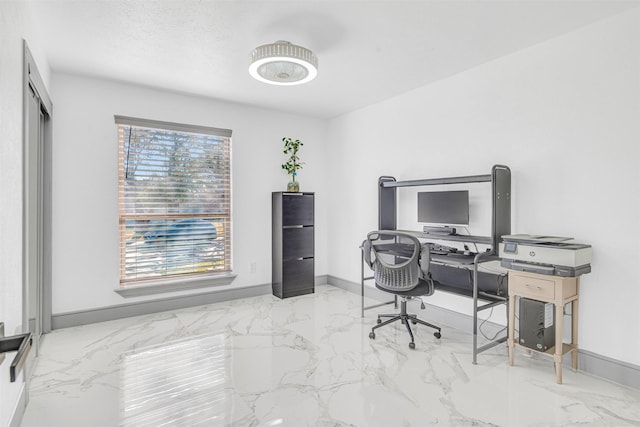 office with a textured ceiling