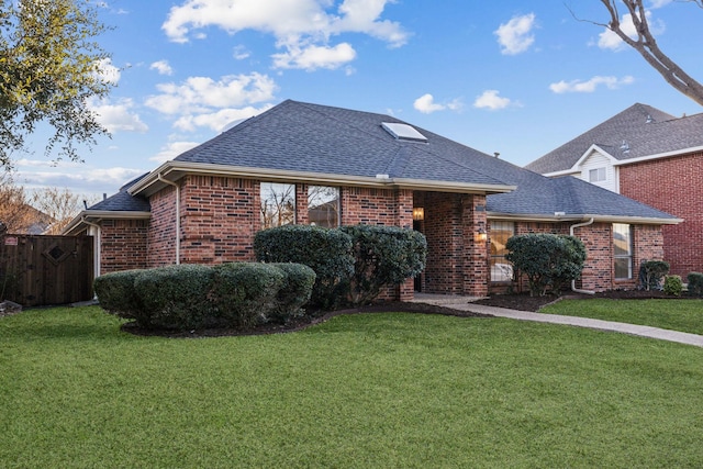 view of front facade featuring a front yard