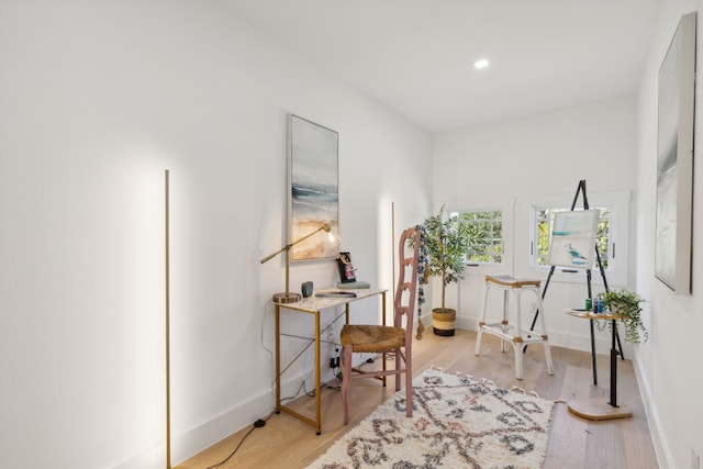 sitting room featuring light hardwood / wood-style flooring