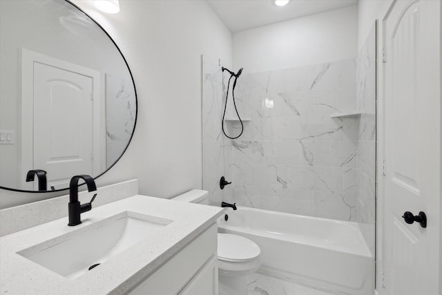 full bathroom featuring toilet, vanity, and shower / bathtub combination