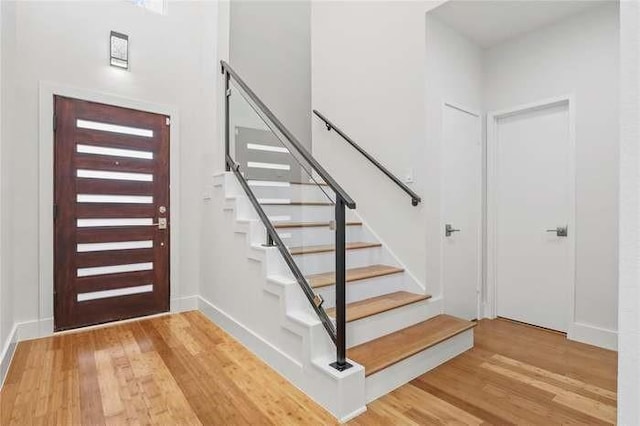 foyer with hardwood / wood-style floors