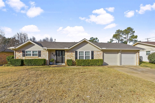 ranch-style house with a front lawn and a garage