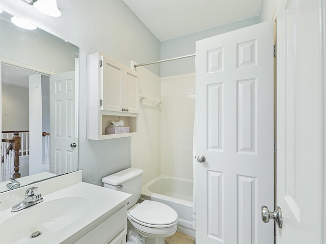 full bathroom featuring toilet, vanity, and shower / bathing tub combination