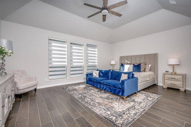 bedroom featuring a raised ceiling and ceiling fan