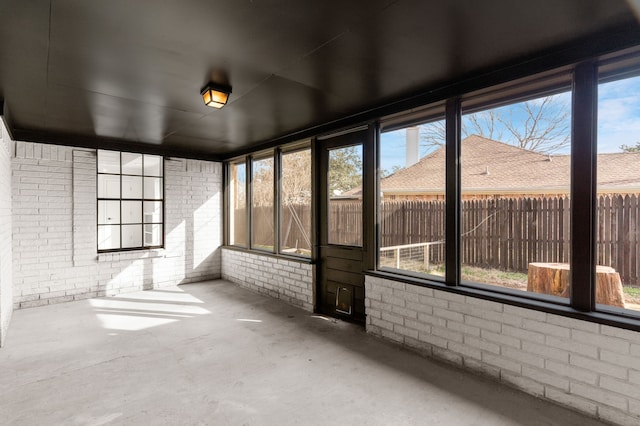 view of unfurnished sunroom