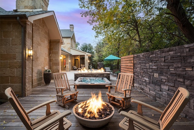 33 Glen Abbey Dr, Dallas, TX 75248 - wooden deck with an outdoor fire pit and a patio