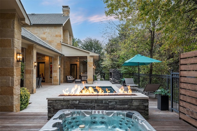 33 Glen Abbey Dr, Dallas, TX 75248 - deck with an outdoor fire pit