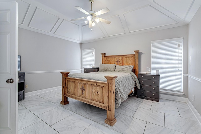 bedroom featuring ceiling fan