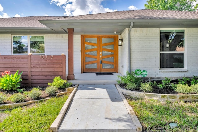 doorway to property with french doors