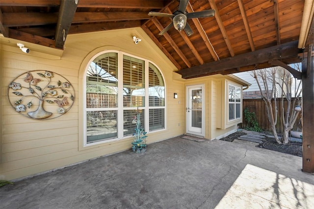 view of patio / terrace featuring ceiling fan