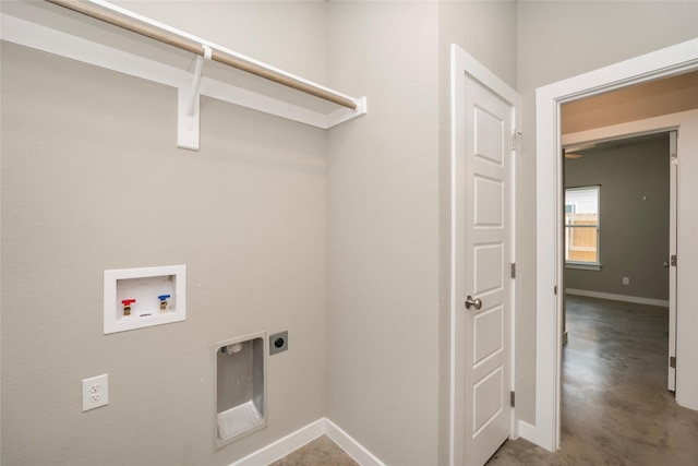 clothes washing area featuring washer hookup and hookup for an electric dryer