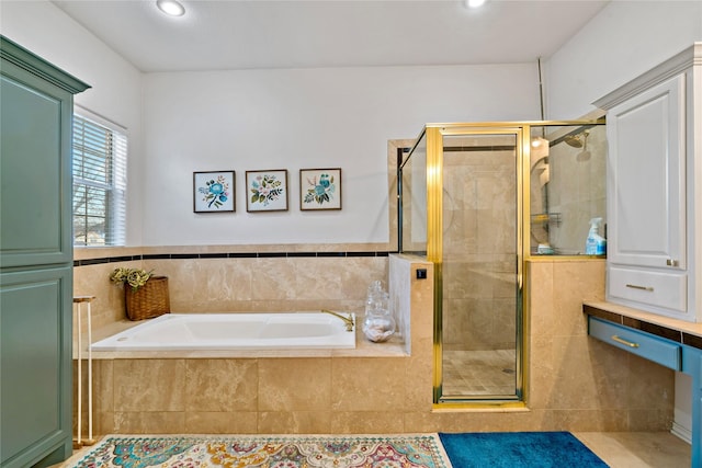 bathroom with plus walk in shower