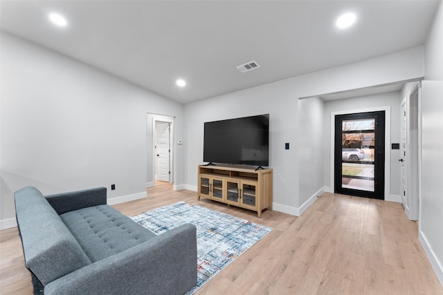 living room featuring light hardwood / wood-style flooring