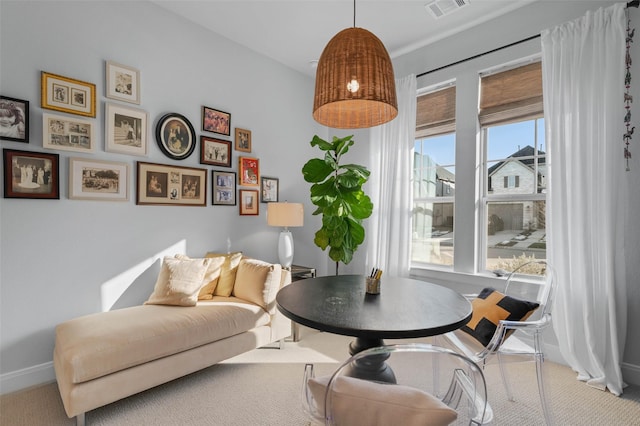 sitting room featuring carpet floors