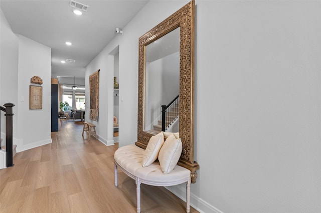 hall featuring light hardwood / wood-style floors