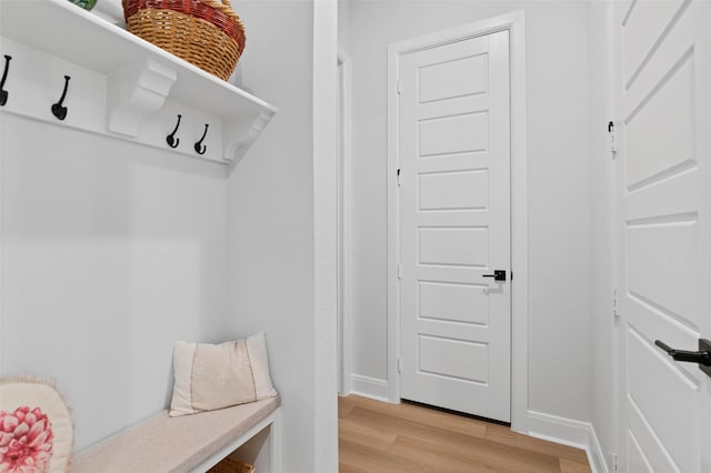 mudroom featuring light wood-type flooring