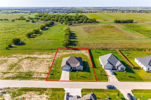 bird's eye view with a rural view