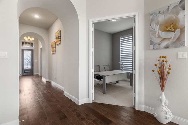 foyer featuring dark hardwood / wood-style flooring