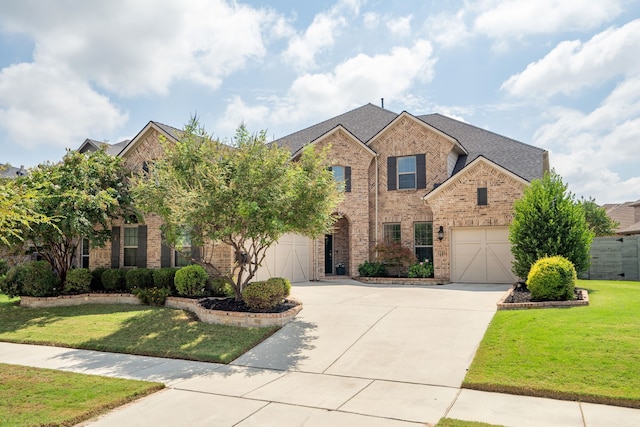 view of front facade with a garage and a front yard