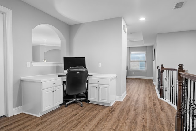 home office featuring light wood-type flooring